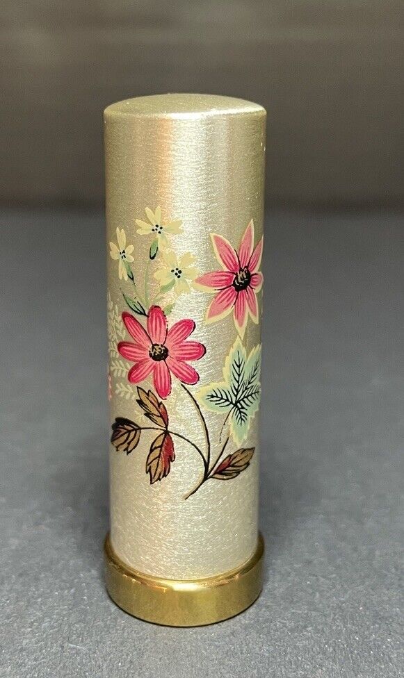 Vintage Silver Color W/ Pink Flowers Stratton No 2 Lipstick Holder