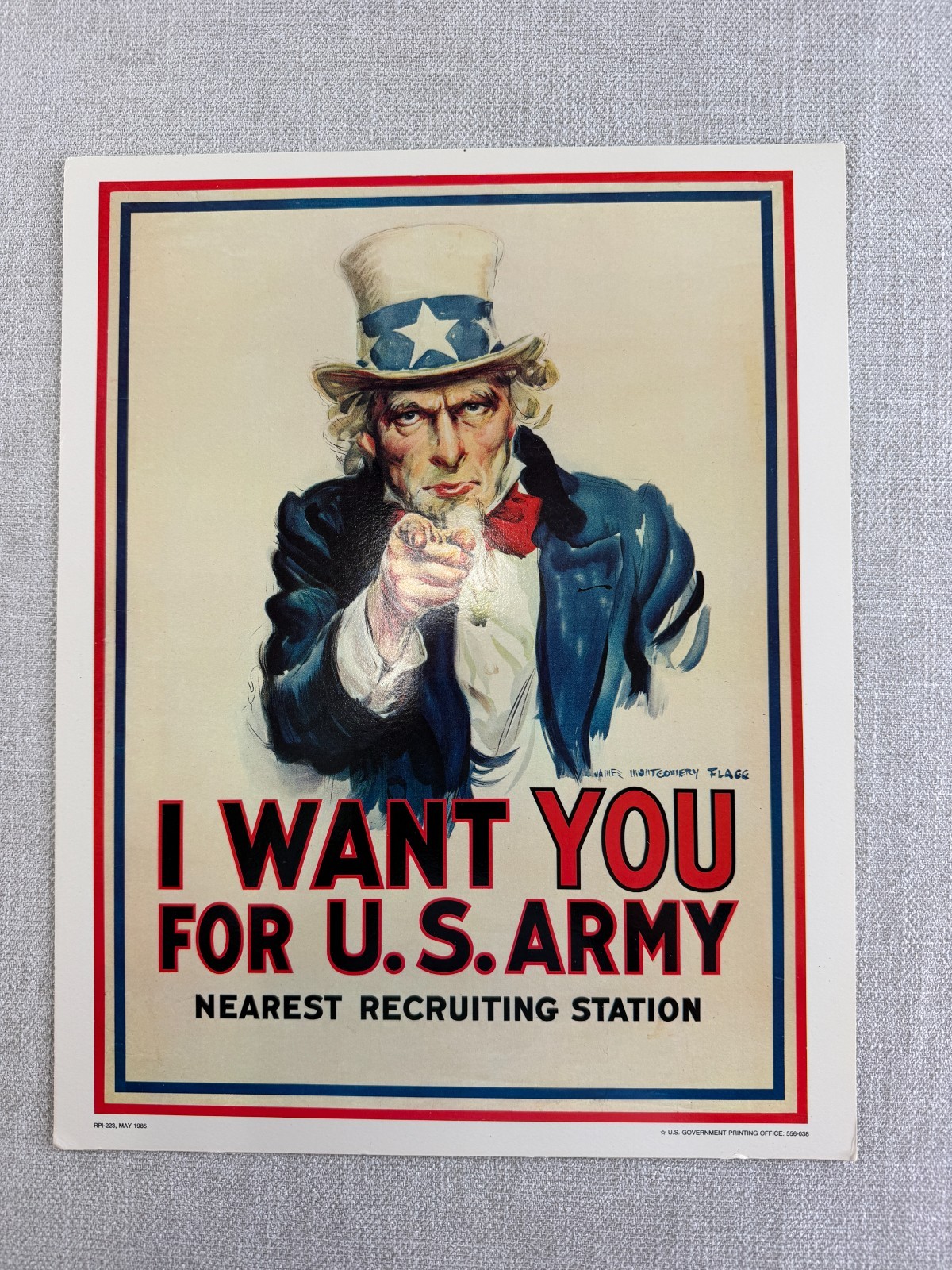 Official 1985 Uncle Sam " I Want You For The U.S. Army" Poster 14x11 Official 1985 Uncle Sam " I Want You For The U.S. Army" Poster 14x11