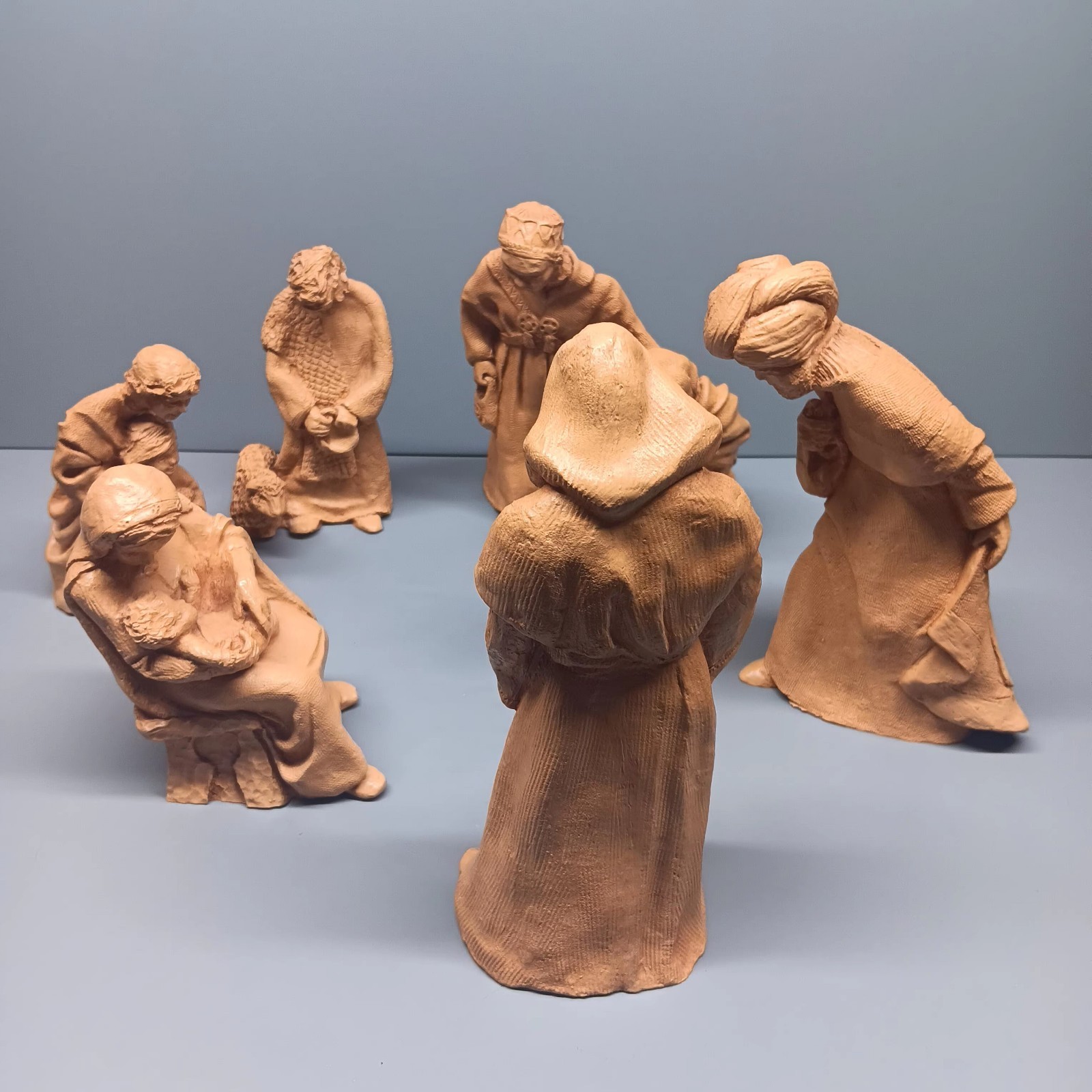 VTG 1974 Abbey Press Resin Nativity Scene Minimalist Terracotta 10 Figures USA VTG 1974 Abbey Press Resin Nativity Scene Minimalist Terracotta 10 Figures USA