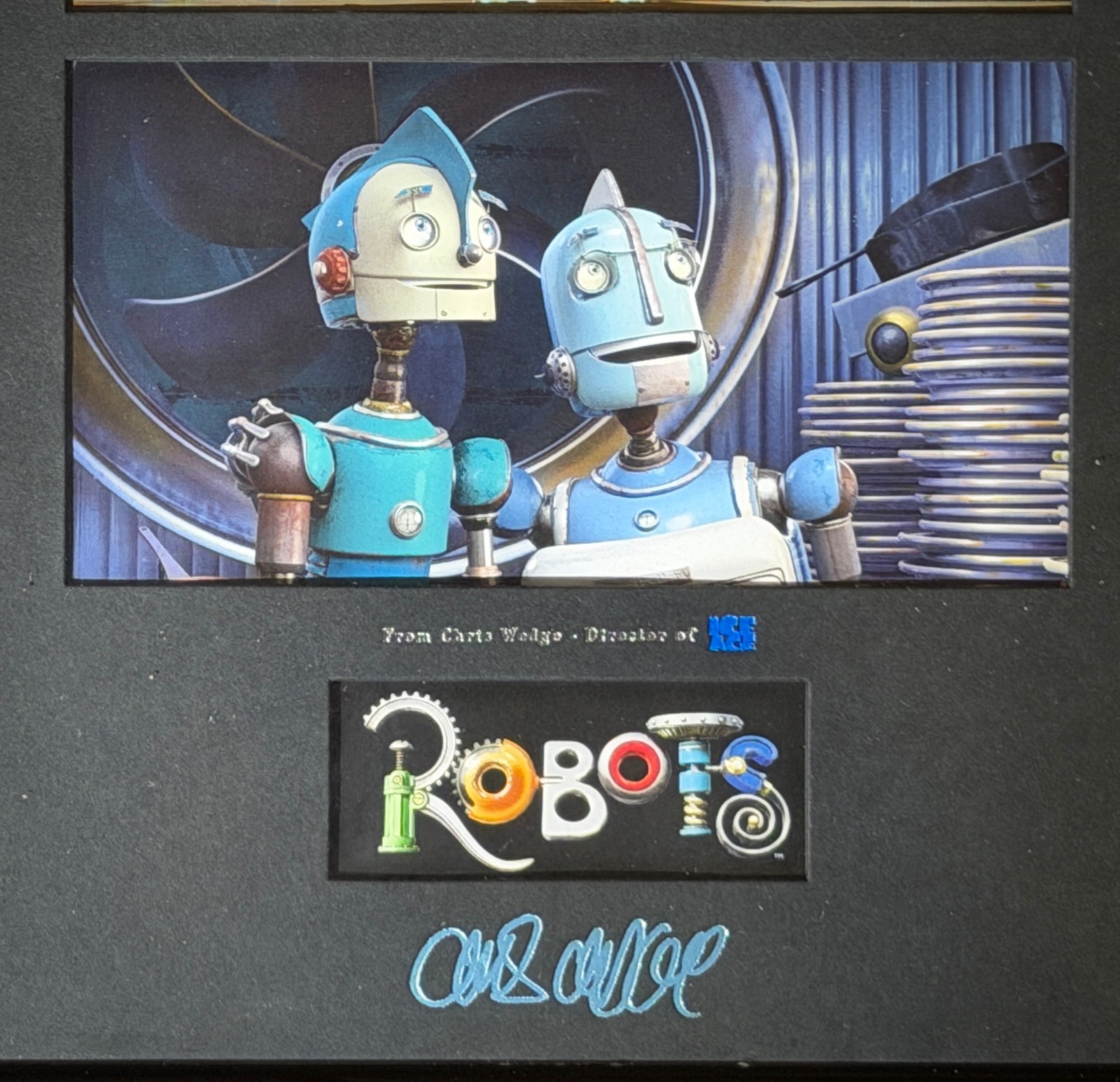 "ROBOTS" 2005 Signed by director Chris Wedge framed Display promo for Press HFPA