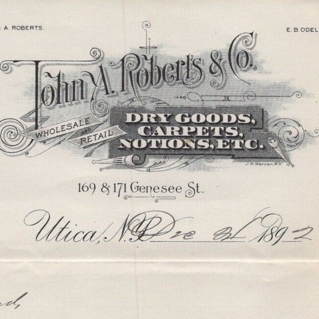 1892 John A Roberts & Company Personal Letter To Nephew Utica New York Postcard 1892 John A Roberts & Company Personal Letter To Nephew Utica New York Postcard