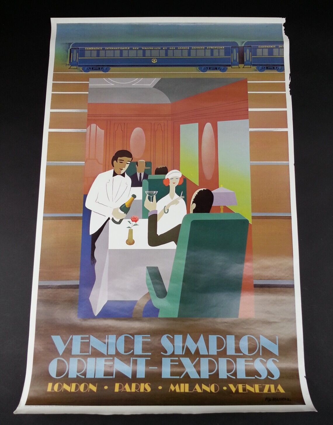 Vintage  1981 Venice Simplon Orient Express Poster Dinner Car First Edition