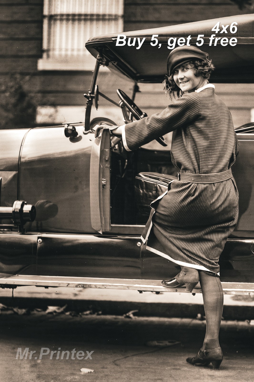 1920s Flapper Woman 💙 Vintage Car - 4x6 Photo - Antique Car Portrait 1920s Flapper Woman 💙 Vintage Car - 4x6 Photo - Antique Car Portrait