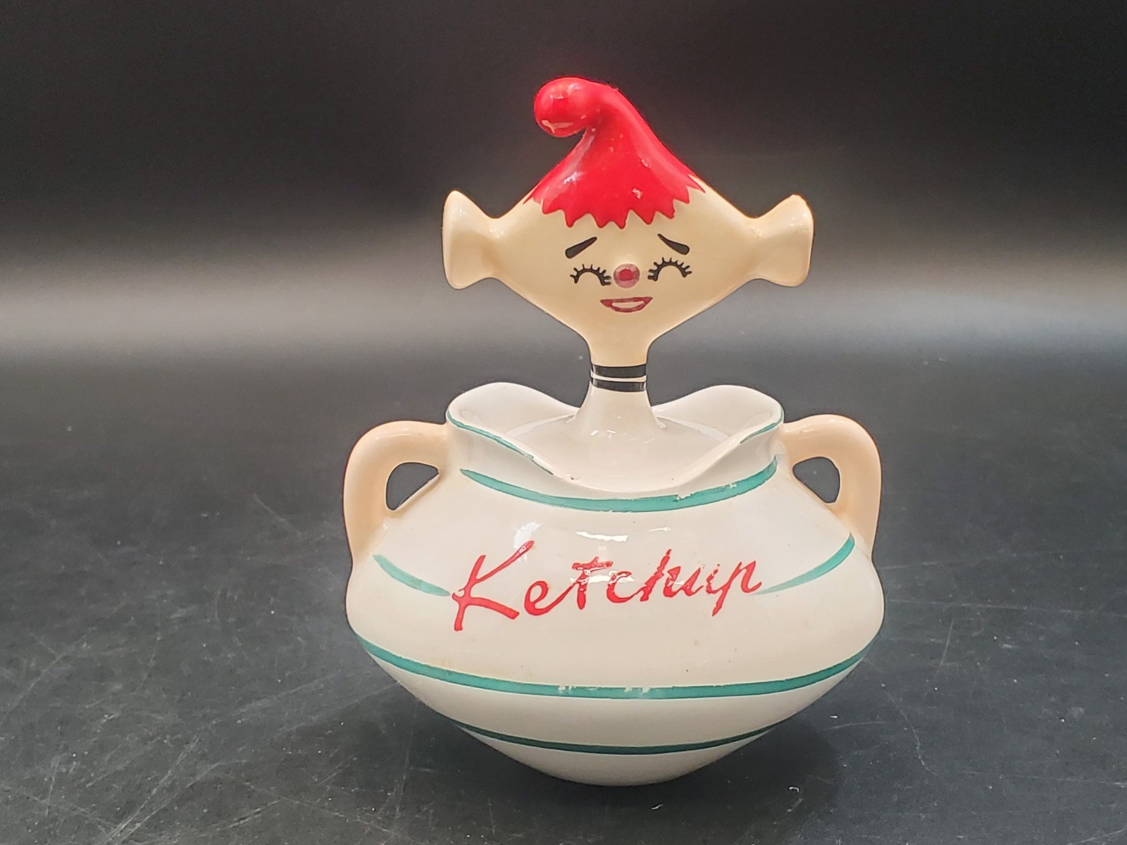Vintage Holt Howard Davar 1959 Pixieware Ketchup Condiment Jar w/ Spoon Pixie
