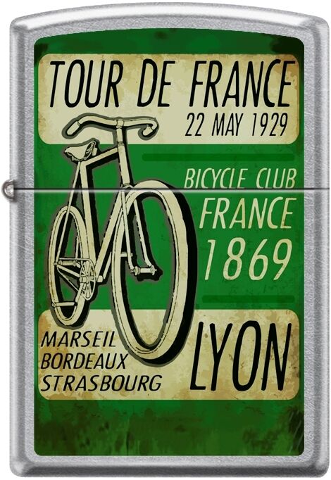 Zippo Tour De France 22 May Bicycle Club Lyon 1869 Retro Poster Street Chrome