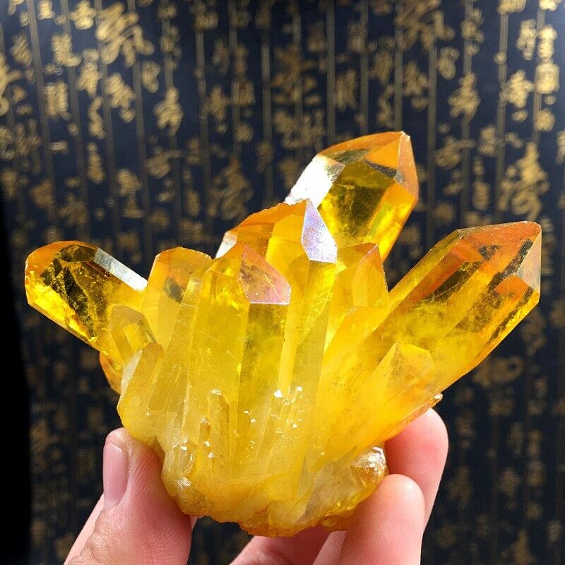 Natural Yellow Citrine Cluster Aura Crystal Cluster Mineral Specimen Healing 1Pc