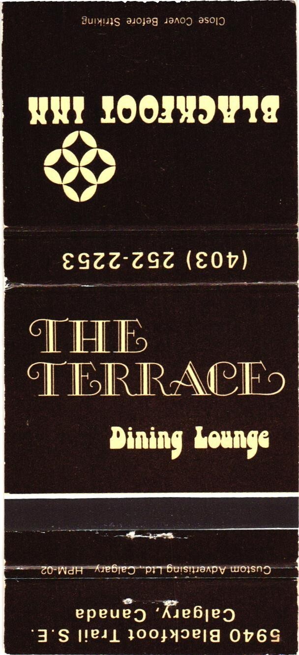 Blackfoot Inn Calgary Canada Vintage Matchbook Cover The Terrace Dining Lounge
