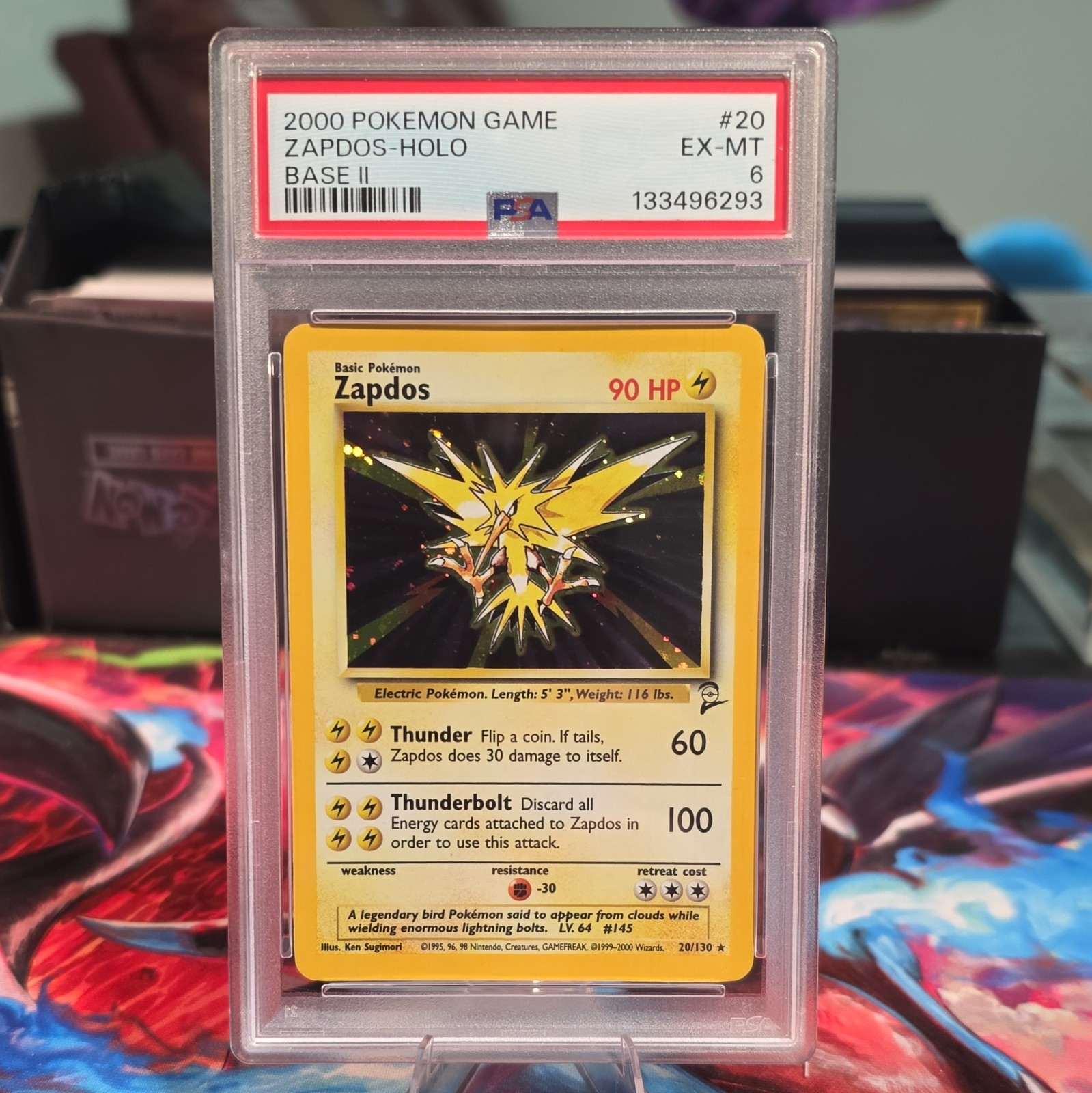 Pokémon 2000 Base Set 2 Zapdos Holo #20 PSA 6 EX-MT Cert 133496293 Pokémon 2000 Base Set 2 Zapdos Holo #20 PSA 6 EX-MT Cert 133496293