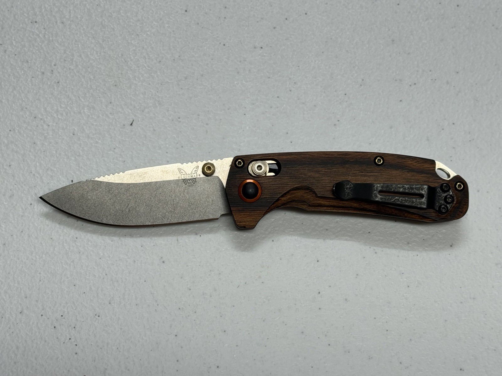 CUSTOM Benchmade North Fork 15031 Knife, Bronze Components, Wood Scales CUSTOM Benchmade North Fork 15031 Knife, Bronze Components, Wood Scales