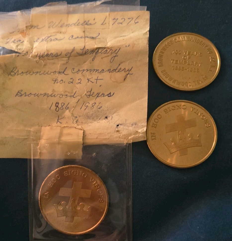 3 Vtg 1986 Masonic Knights Templar Coins Brownwood Texas Commandery 22 MEDAL NOS 3 Vtg 1986 Masonic Knights Templar Coins Brownwood Texas Commandery 22 MEDAL NOS