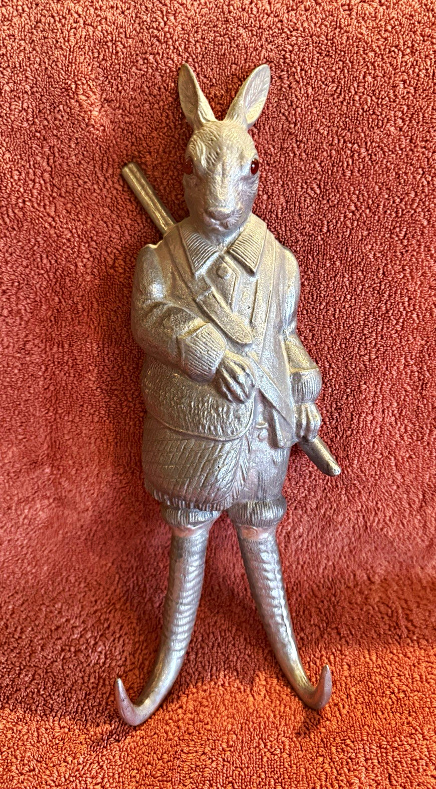 Arthur Court Sand Cast Aluminum Rabbit Hunter Soldier Hook. Unique 1978 vintage Arthur Court Sand Cast Aluminum Rabbit Hunter Soldier Hook. Unique 1978 vintage