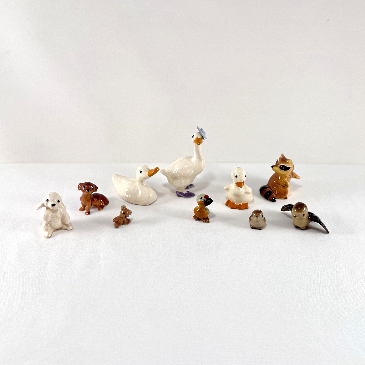 Vintage Hagen-Renaker Miniature Figurine Lot of 10 - Ducks Dogs Bear Parrot