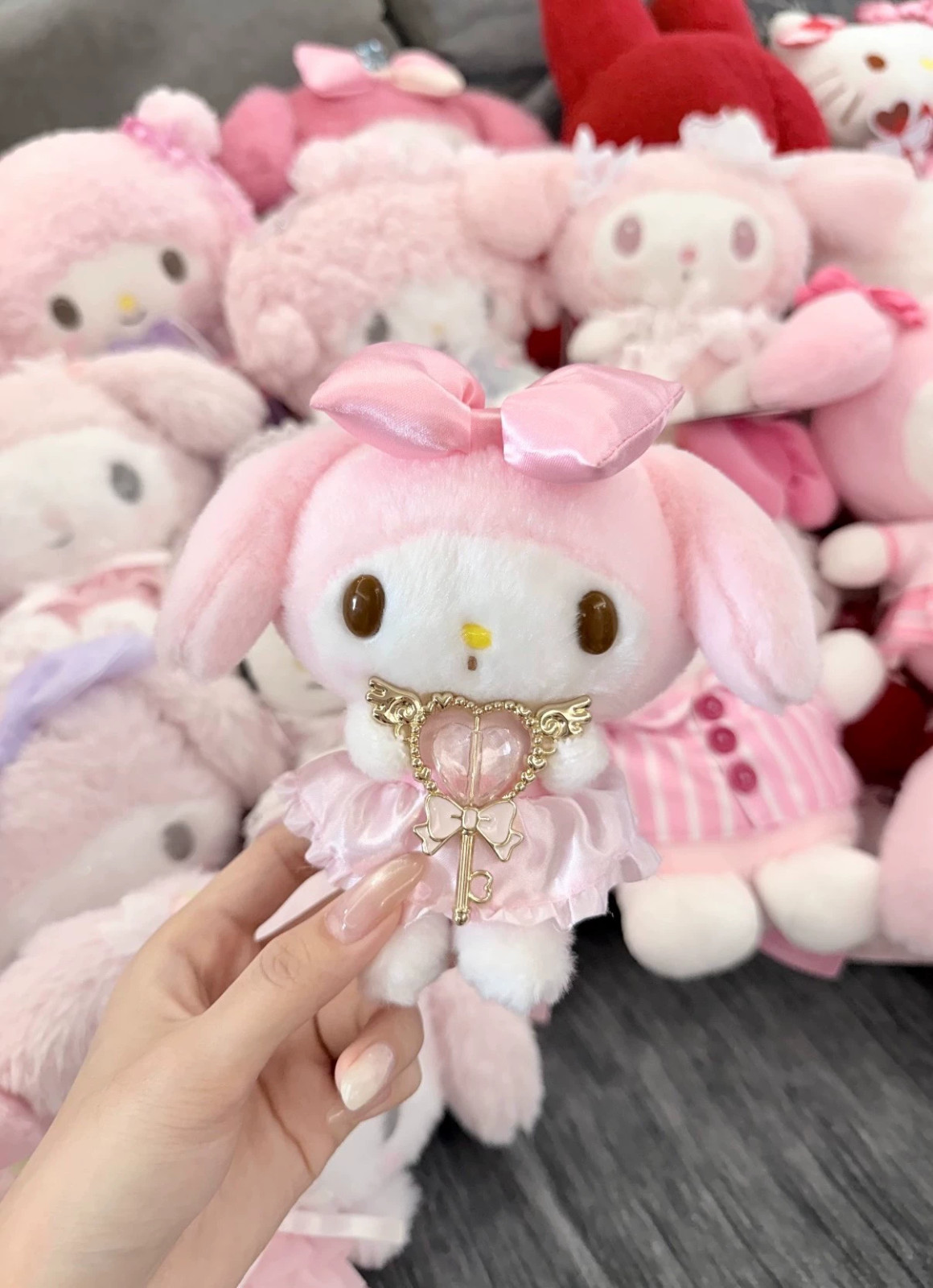 Sanrio My Melody Pink Dress Heart Key Keychain Plush Doll Gift Kids Toy Sanrio My Melody Pink Dress Heart Key Keychain Plush Doll Gift Kids Toy