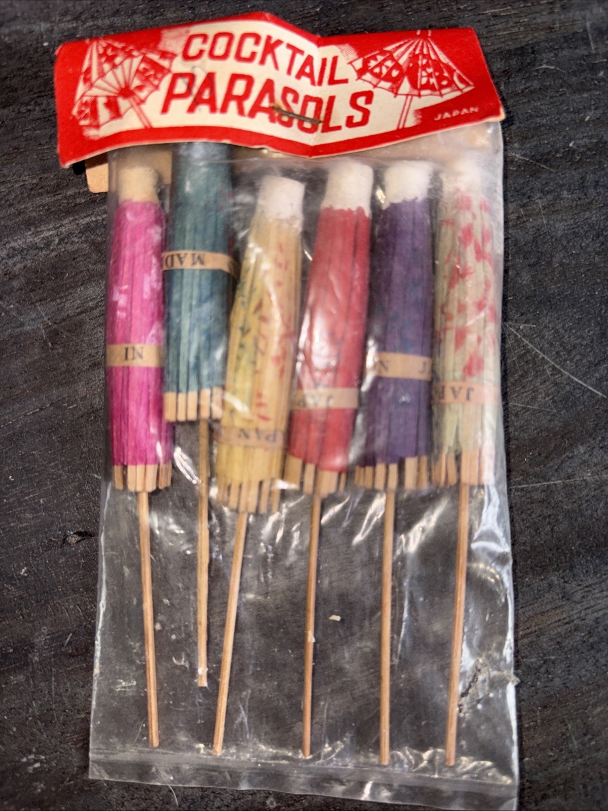 Mini Umbrella Parasol Drink Cocktail Paper Wood Bar Décor Japan Vintage 1950s Mini Umbrella Parasol Drink Cocktail Paper Wood Bar Décor Japan Vintage 1950s