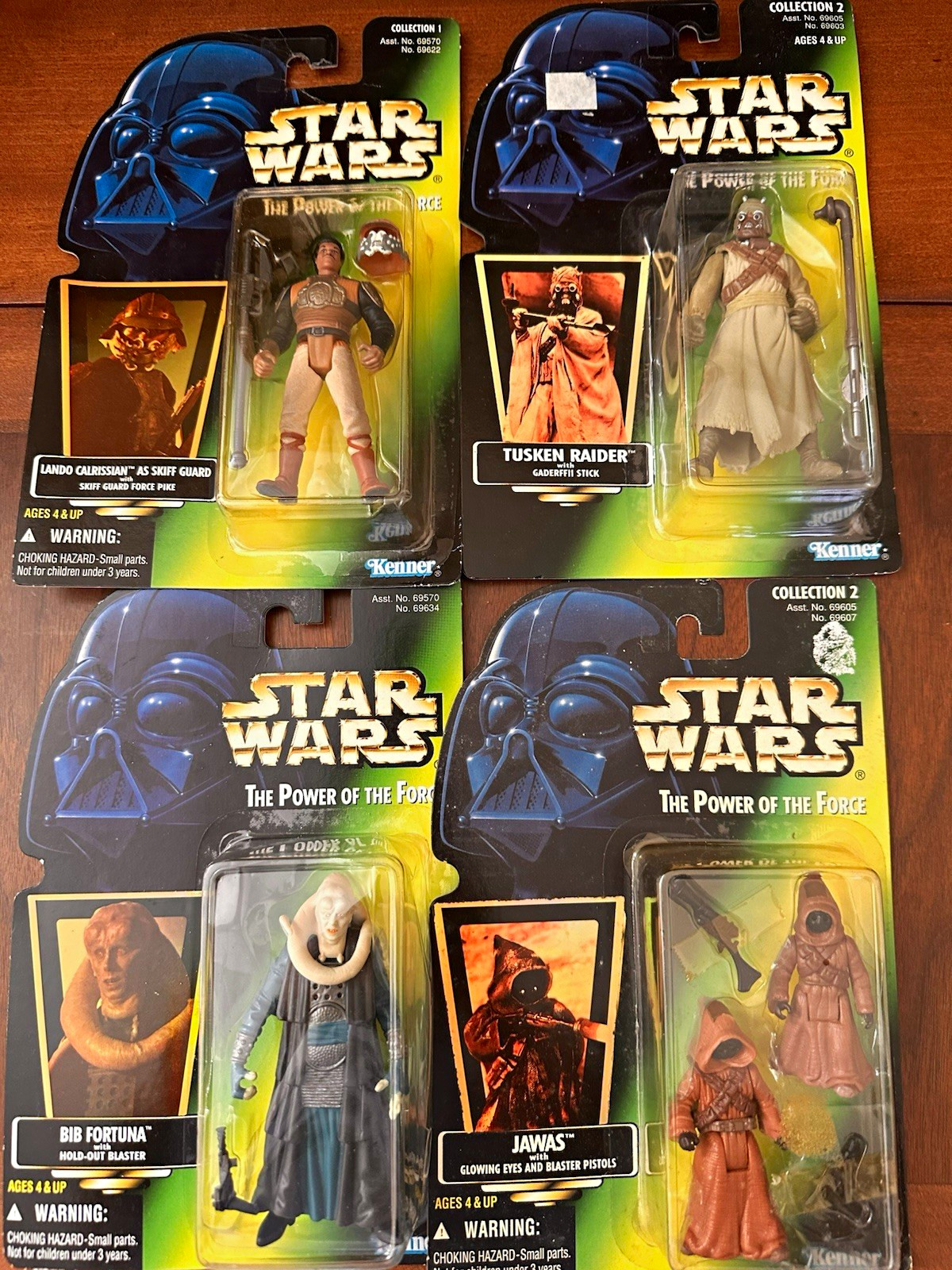 Vintage Star Wars POTF2 Green Card Lot 4 Jawas Holo Tusken Raider Bib Lando 96 Vintage Star Wars POTF2 Green Card Lot 4 Jawas Holo Tusken Raider Bib Lando 96