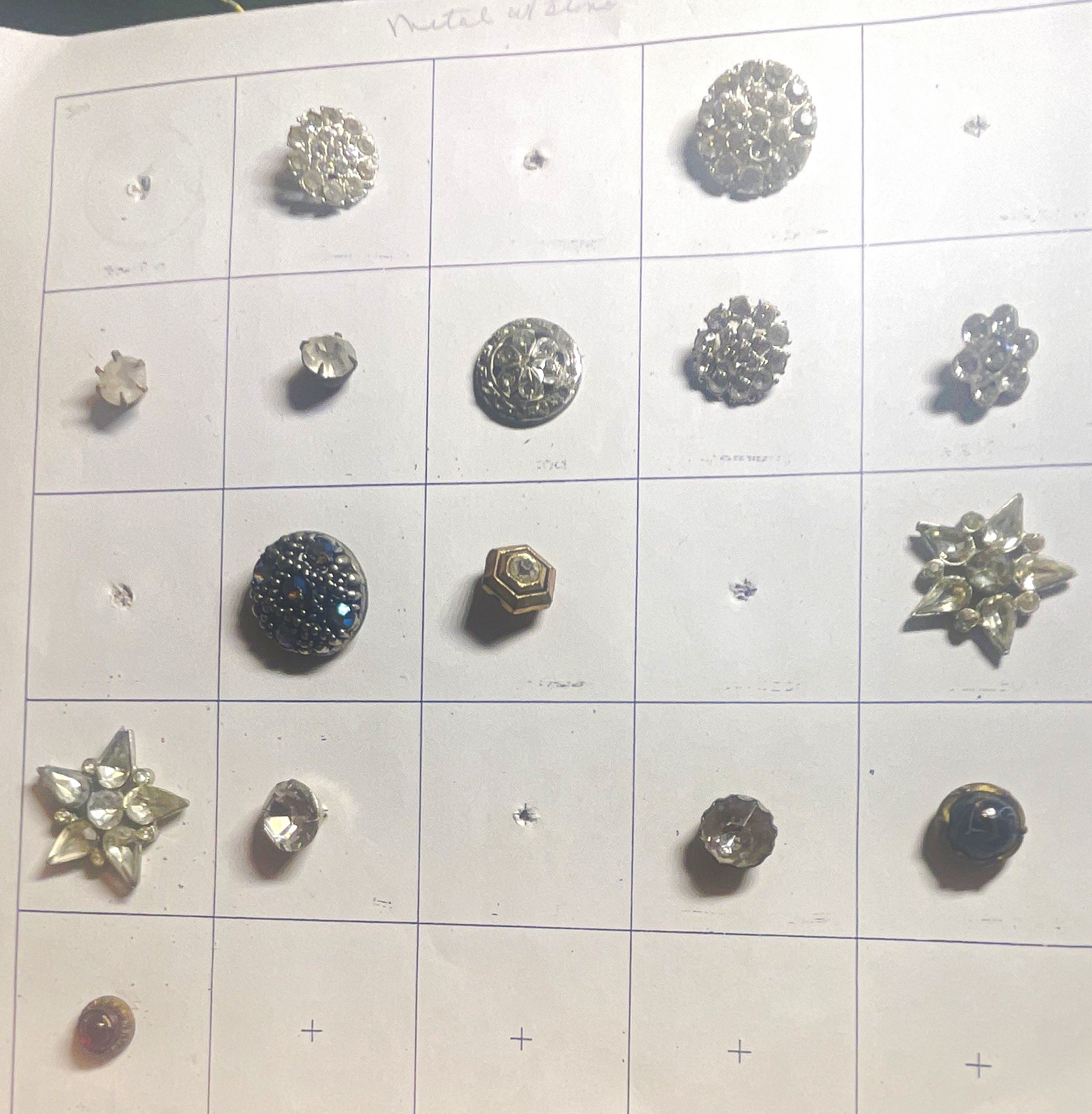 15 Vintage Original Rhinestone Button Lot Crystal-glass-metal 15 Vintage Original Rhinestone Button Lot Crystal-glass-metal