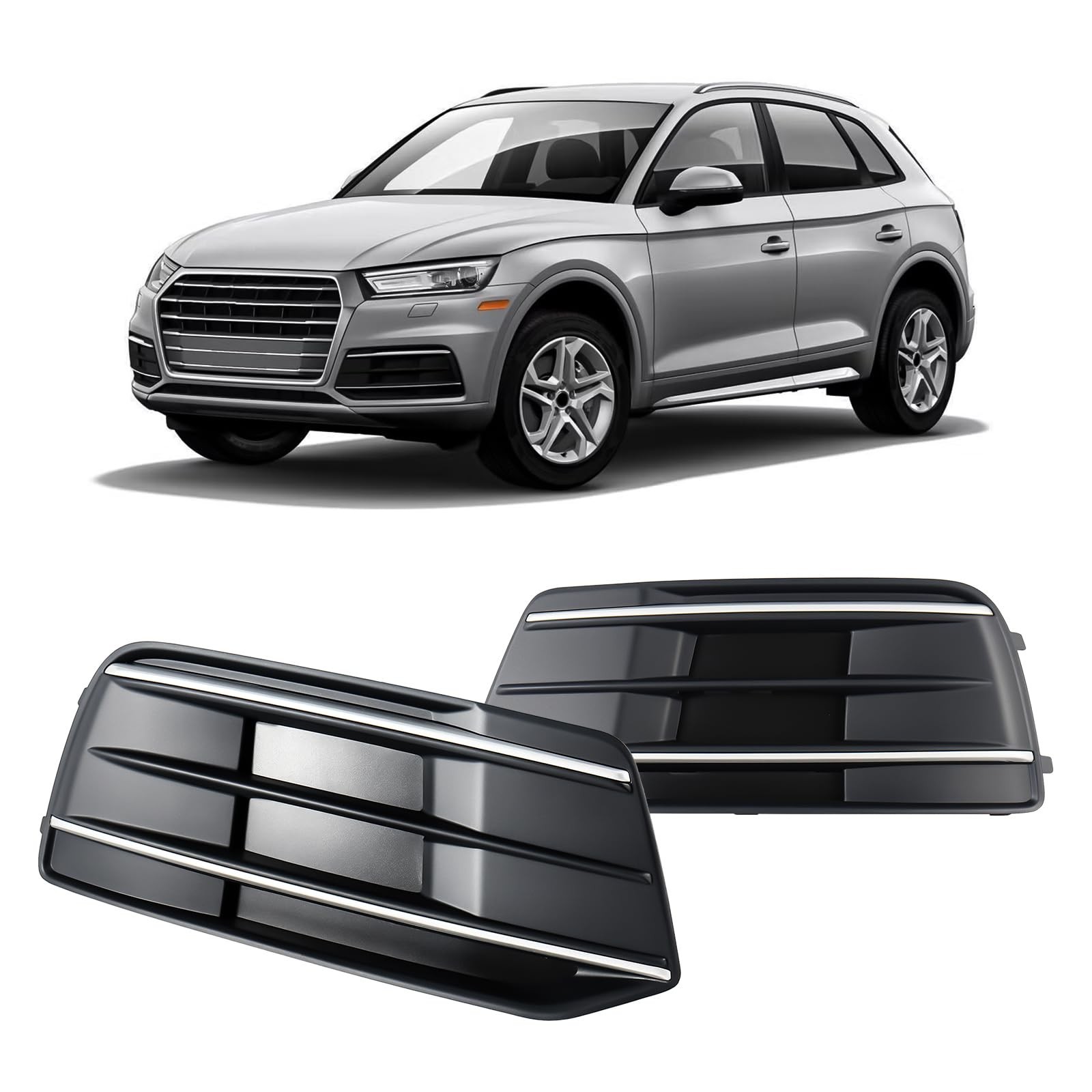 GearUp 1 Pair Front Driving Fog Light Bezel Cover for Audi Q5 2018-2020 GearUp 1 Pair Front Driving Fog Light Bezel Cover for Audi Q5 2018-2020