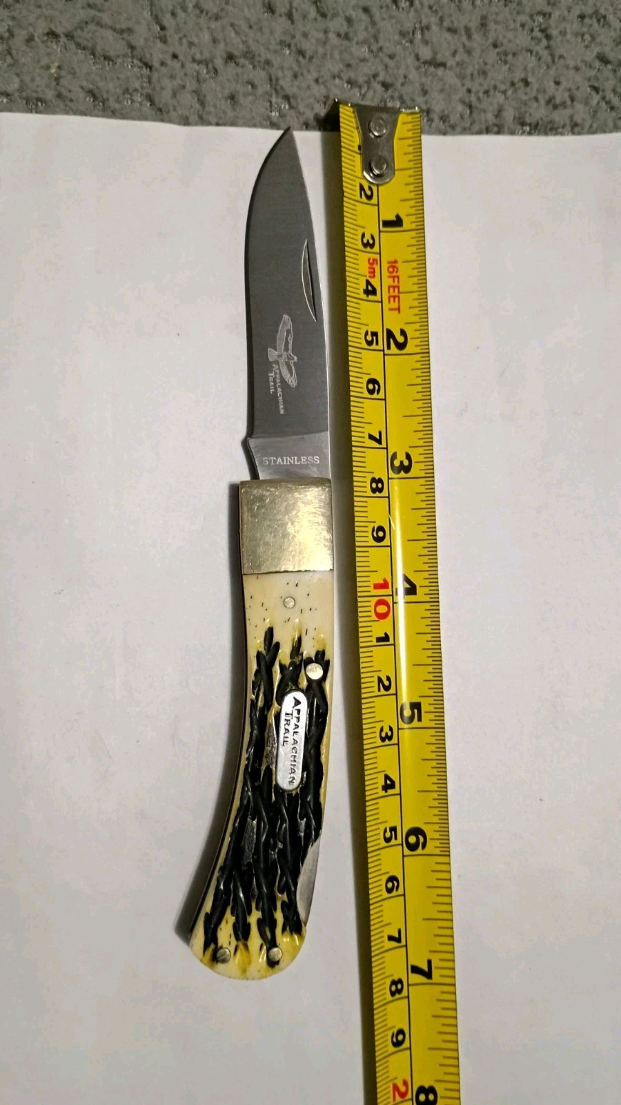 6 3/4" Vintage Appalachian Trail Lockback Pocketknife Bone Handle SS 1 Blade 6 3/4" Vintage Appalachian Trail Lockback Pocketknife Bone Handle SS 1 Blade