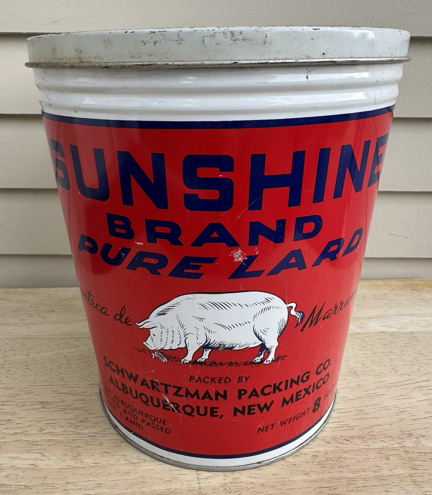 Vtg SUNSHINE Lard TIN CAN 8 Pounds ALBUQUERQUE New Mexico Vtg SUNSHINE Lard TIN CAN 8 Pounds ALBUQUERQUE New Mexico