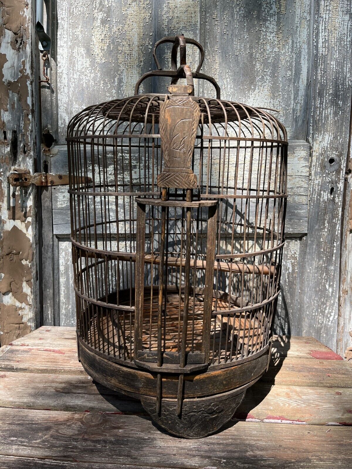 Vintage Wooden Bird Cage Teak or Bamboo Bird Cage  19th Century. WE WILL SHIP
