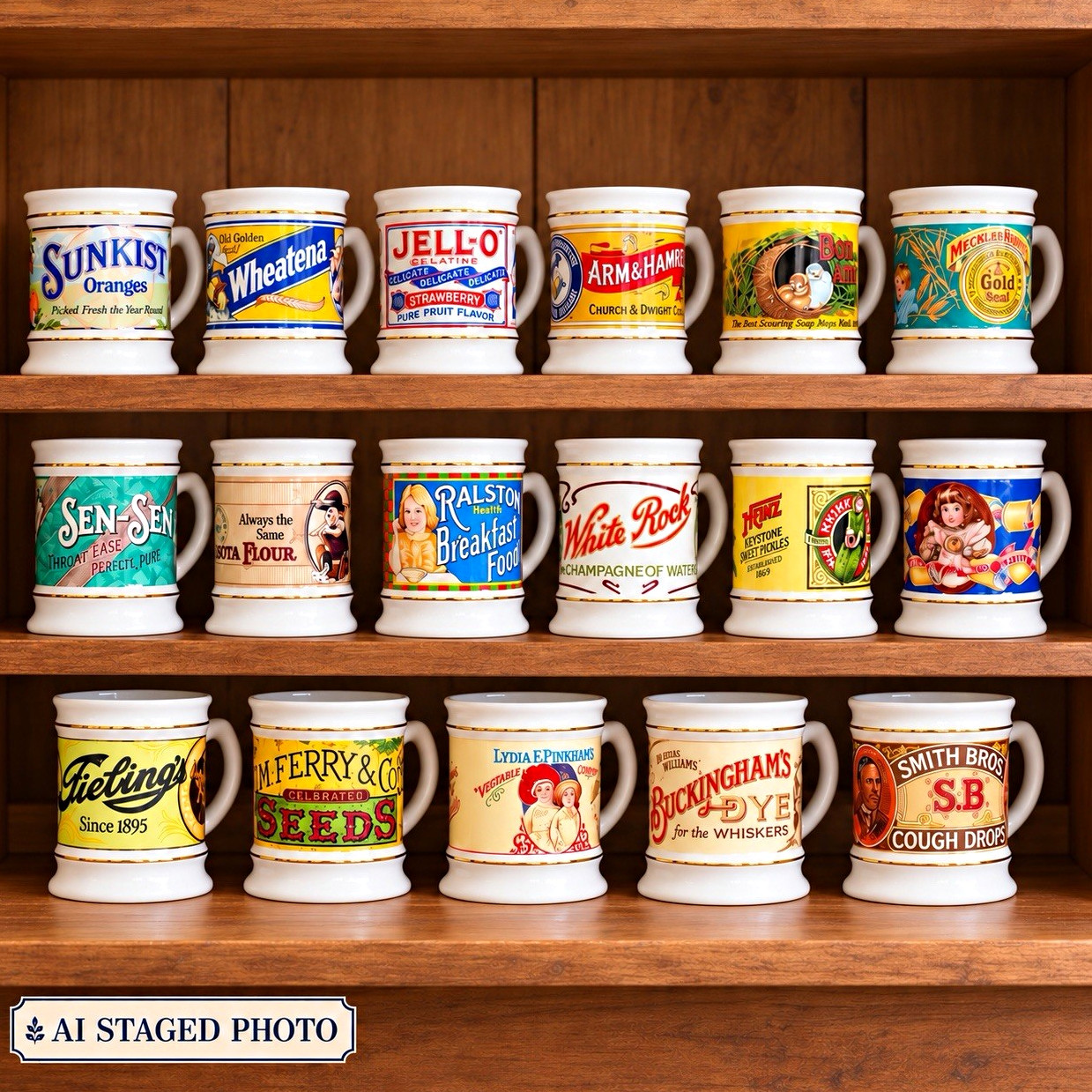 Vintage 1984 Franklin Porcelain Advertising Mug Collection Set of 17 Japan Vintage 1984 Franklin Porcelain Advertising Mug Collection Set of 17 Japan