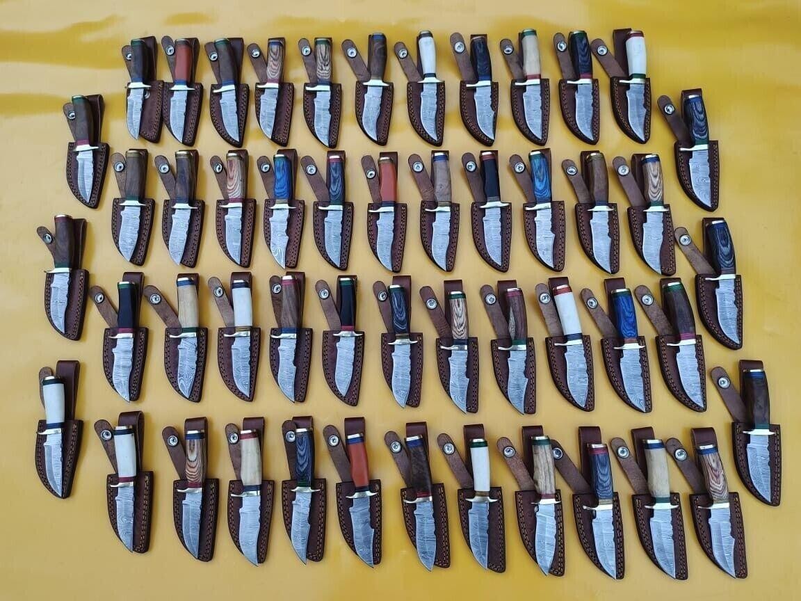Lot of 50 Pcs Custom Handmade Damascus Steel 6" Mix Handle Knives - From USA