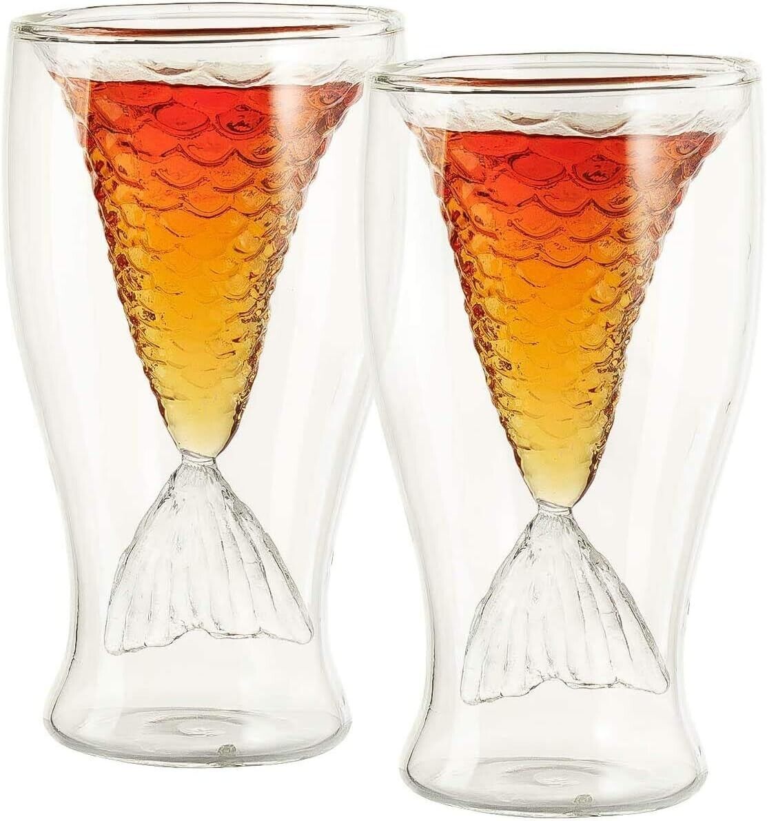 Crystal Mermaid Tail Shot Glasses  2Pk 100Ml Stemless Glasses Set for Alcohol