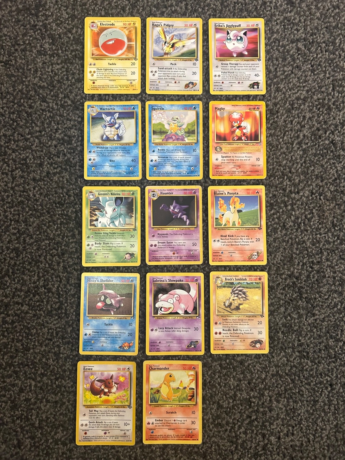 Vintage Pokemon Cards WOTC Bundle Squirtle Charmander Eevee Gym Rocket 1999 Vintage Pokemon Cards WOTC Bundle Squirtle Charmander Eevee Gym Rocket 1999