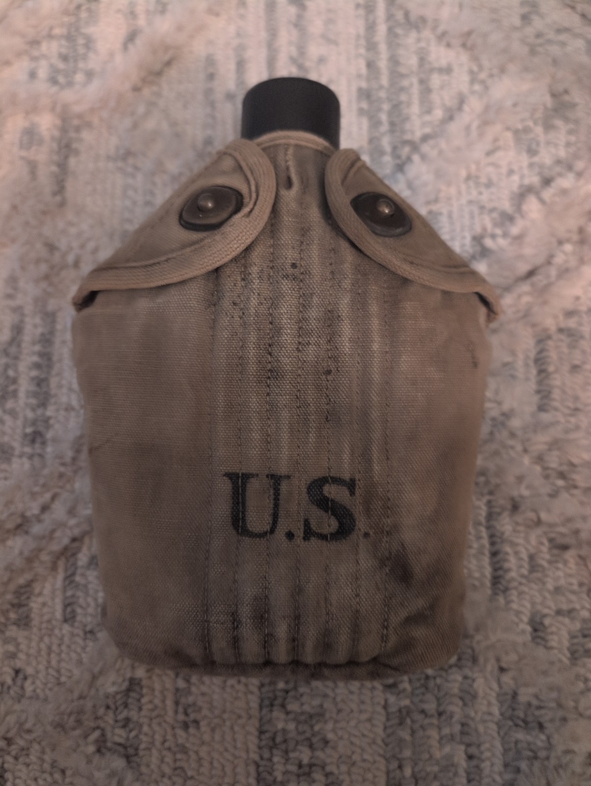 Vintage Original US Military M1910 Canteen Canvas Cover - Lift-The-Dot Snaps