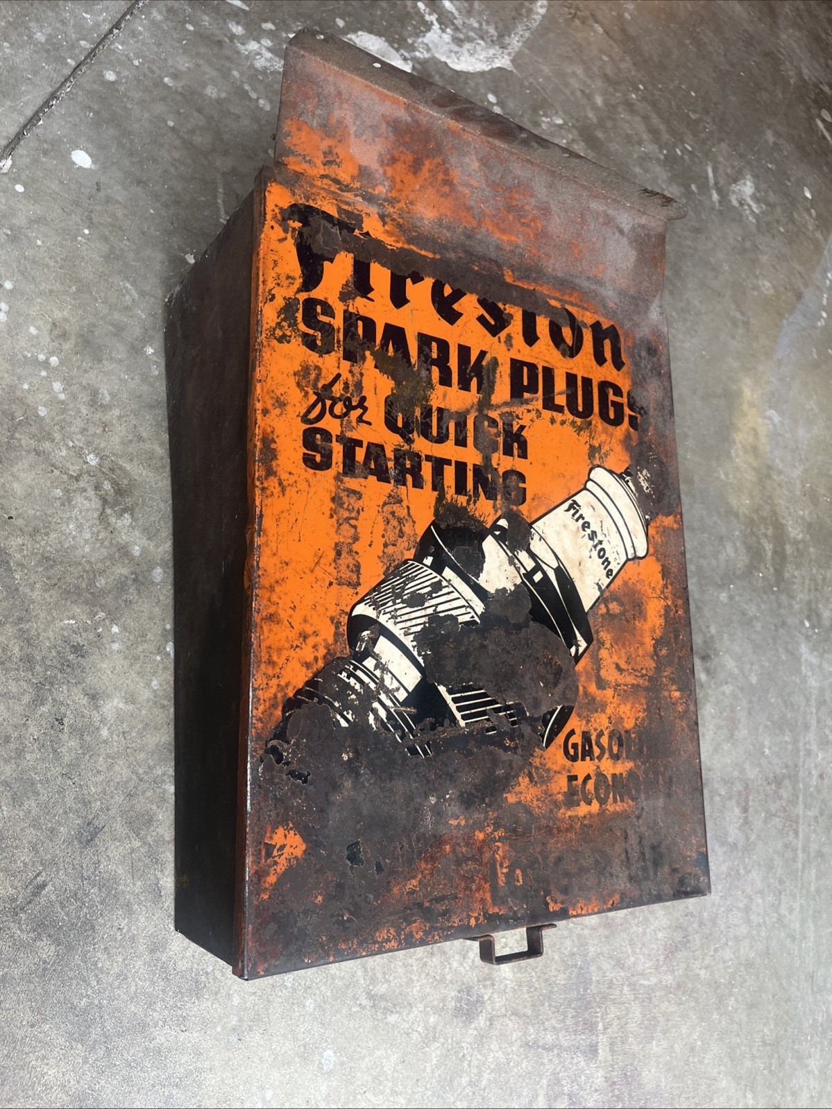 Vintage Original 1930s Firestone Service And Spark Plug Metal Cabinet Very Rare Vintage Original 1930s Firestone Service And Spark Plug Metal Cabinet Very Rare