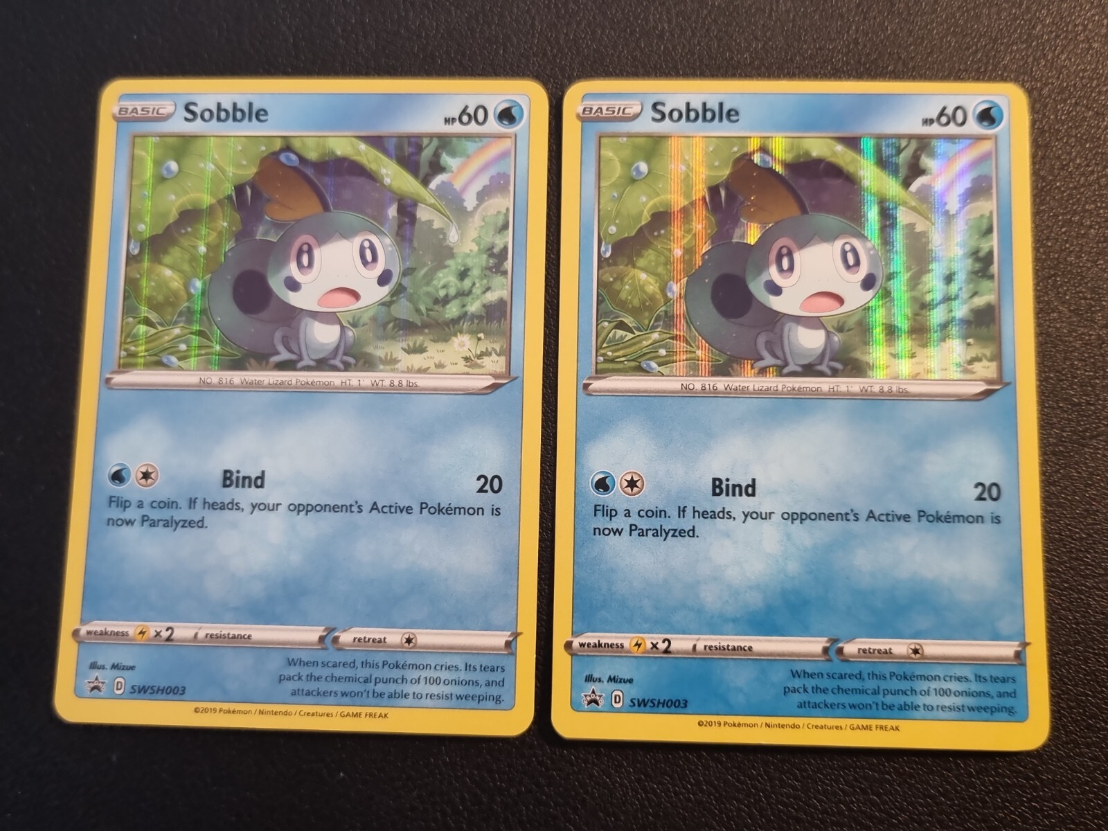2x Pokemon Sword and Shield Sobble SWSH003 Black Star Promo Holo - Near MINT 2x Pokemon Sword and Shield Sobble SWSH003 Black Star Promo Holo - Near MINT