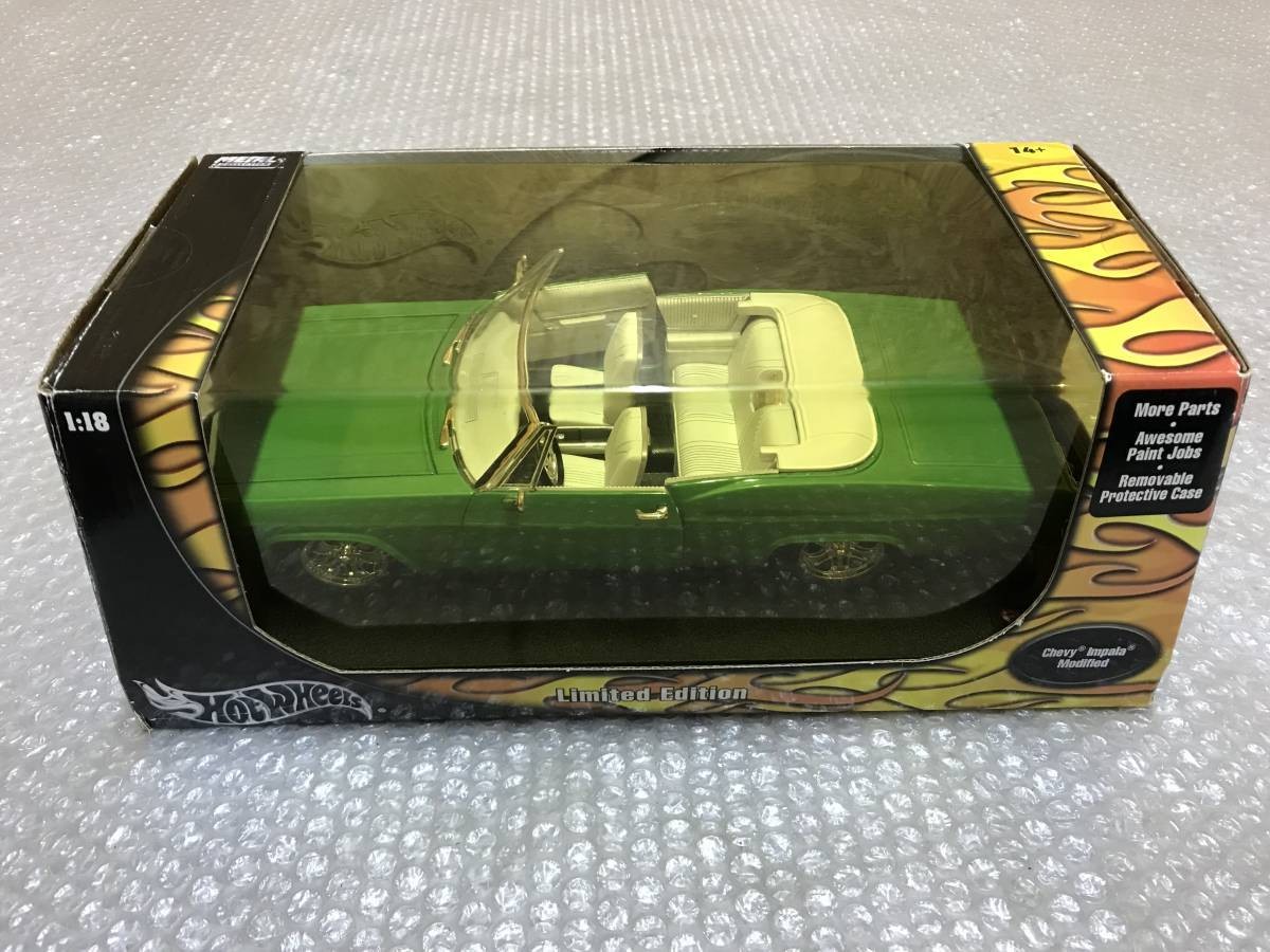 Hot Wheels 1/18 1965 Chevrolet Impala Convertible Green Limited Edition Model Hot Wheels 1/18 1965 Chevrolet Impala Convertible Green Limited Edition Model