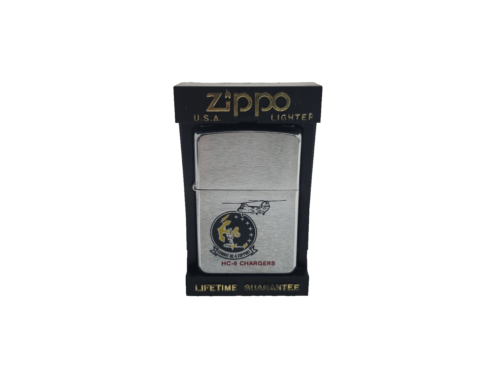 Vintage Zippo Lighter US Navy HC-6 Chargers Helicopter Unfired Box Orange Seal Vintage Zippo Lighter US Navy HC-6 Chargers Helicopter Unfired Box Orange Seal