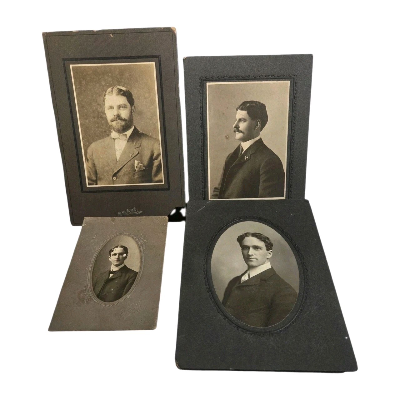 4 Antique Cabinet Card Portraits of a Bearded Gentleman – Ed Meinhe -La Porte 4 Antique Cabinet Card Portraits of a Bearded Gentleman – Ed Meinhe -La Porte