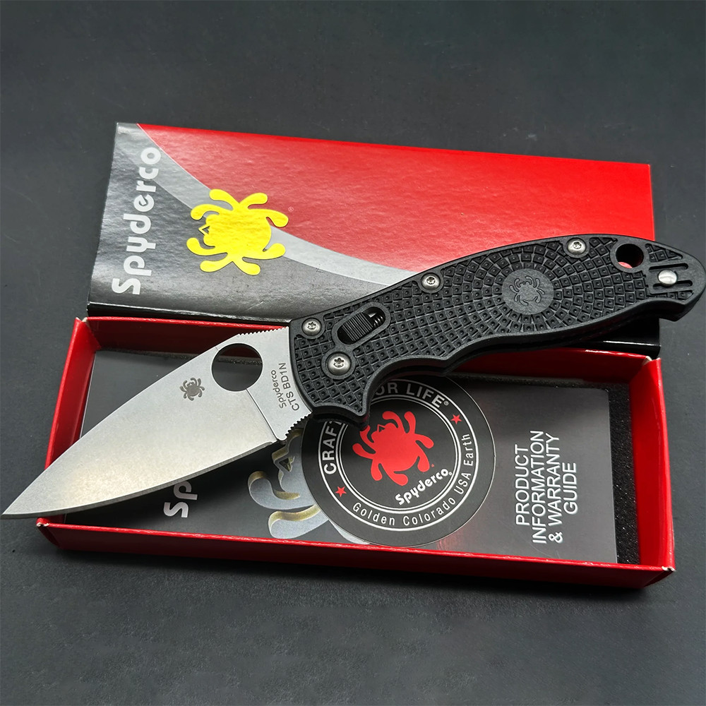 Spyderco Manix 2 Lightweight 3.37"CTS BD1N Stonewash Blade with Black FRN Handle