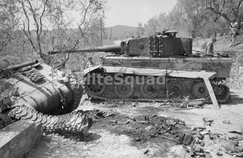WW2 Picture Photo Crouching Tiger Hidden Sherman Knocked and Tiger 772