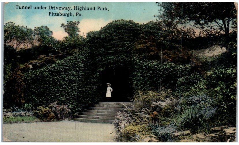 Postcard Highland Park Tunnel Under Driveway Pittsburgh Pennsylvania