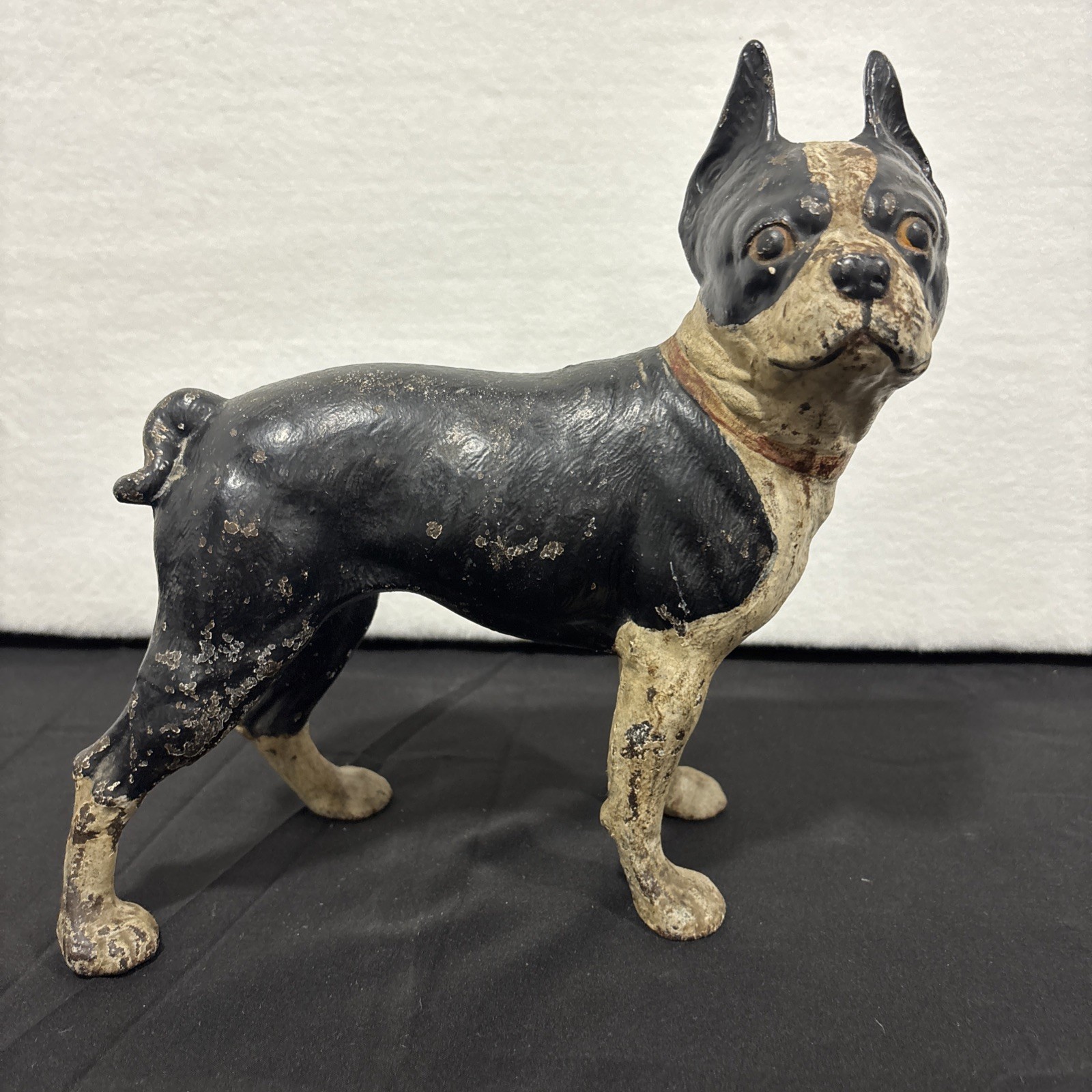 Antique Cast Iron Boston Terrier Doorstop Hubley? Original Paint Heavy 10” 8+ Lb