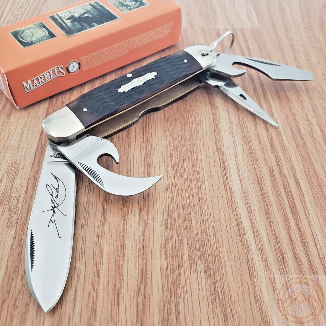 Marbles Scout King Dave Pocket Knife Stainless Blades Brown Jigged Bone Handle Marbles Scout King Dave Pocket Knife Stainless Blades Brown Jigged Bone Handle