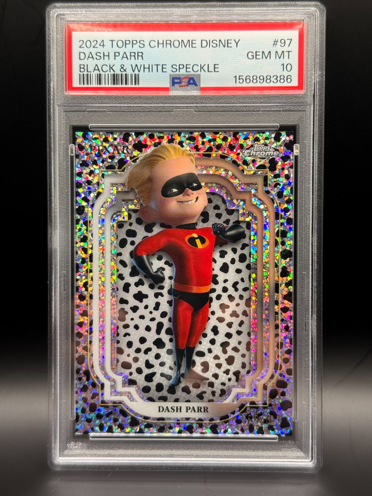 DASH PARR PSA 10 2024 TOPPS CHROME DISNEY #97 BLACK AND WHITE SPECKLE 90/101 DASH PARR PSA 10 2024 TOPPS CHROME DISNEY #97 BLACK AND WHITE SPECKLE 90/101