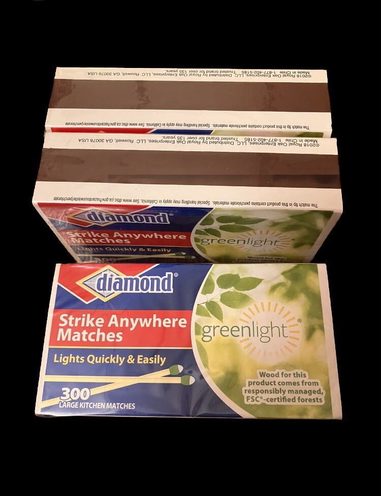 (3 boxes) (300 per box) Diamond Greenlight Strike Anywhere Matches New (3 boxes) (300 per box) Diamond Greenlight Strike Anywhere Matches New