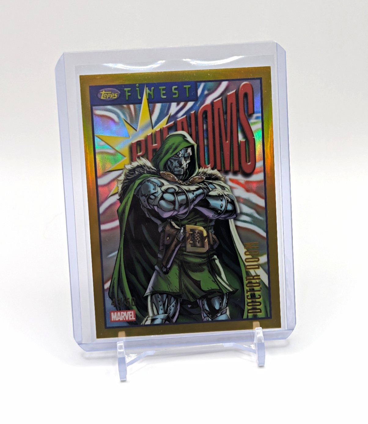 Topps 2026 Marvel Finest Fantastic Four Doctor Doom Phenoms TF-025 43/50 Gold Topps 2026 Marvel Finest Fantastic Four Doctor Doom Phenoms TF-025 43/50 Gold