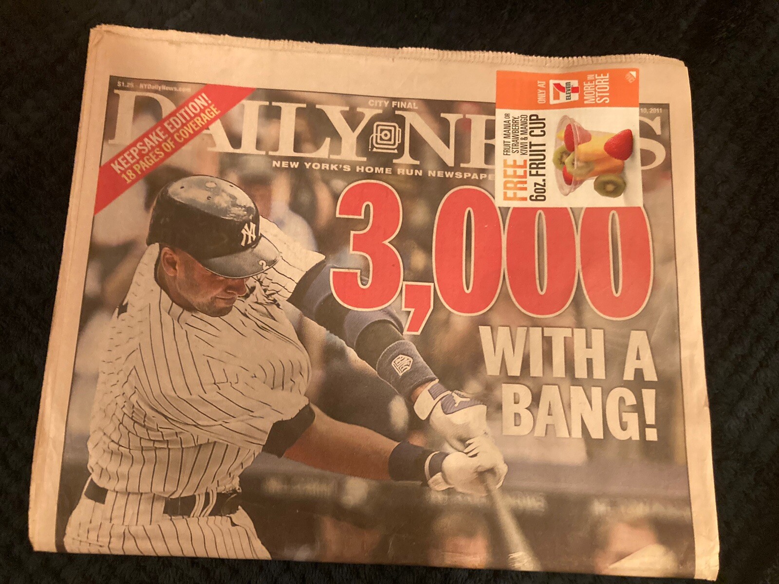 Derek Jeter 3,000th Hit Ny Daily News July 10 2011 Derek Jeter 3,000th Hit Ny Daily News July 10 2011