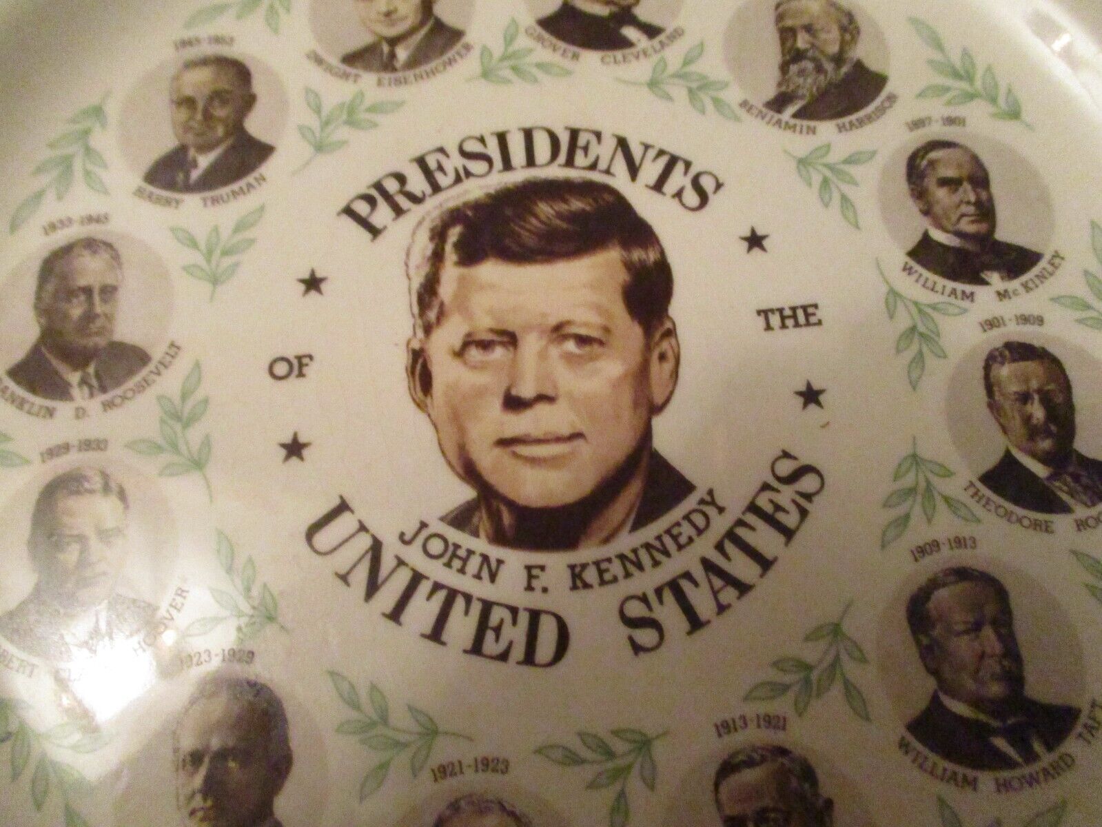 Vintage 1960 Presidential Commemorative Plate All Presidents John F. Kennedy