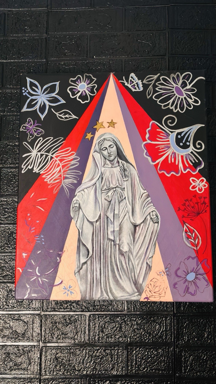 Hand Painted Portrait Blessed Mother Mary Herself Vintage Religious Hand Painted Portrait Blessed Mother Mary Herself Vintage Religious