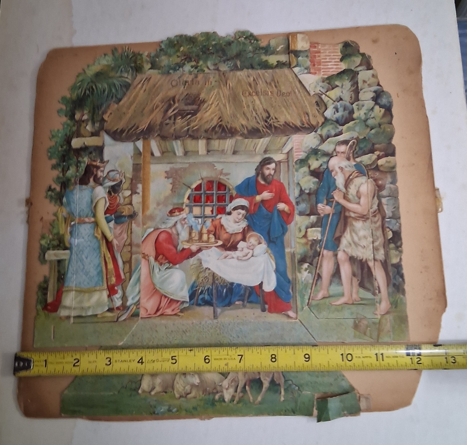 Vintage Christmas Paper Diorama circa 1940s /,50s Nice Vintage item Vintage Christmas Paper Diorama circa 1940s /,50s Nice Vintage item