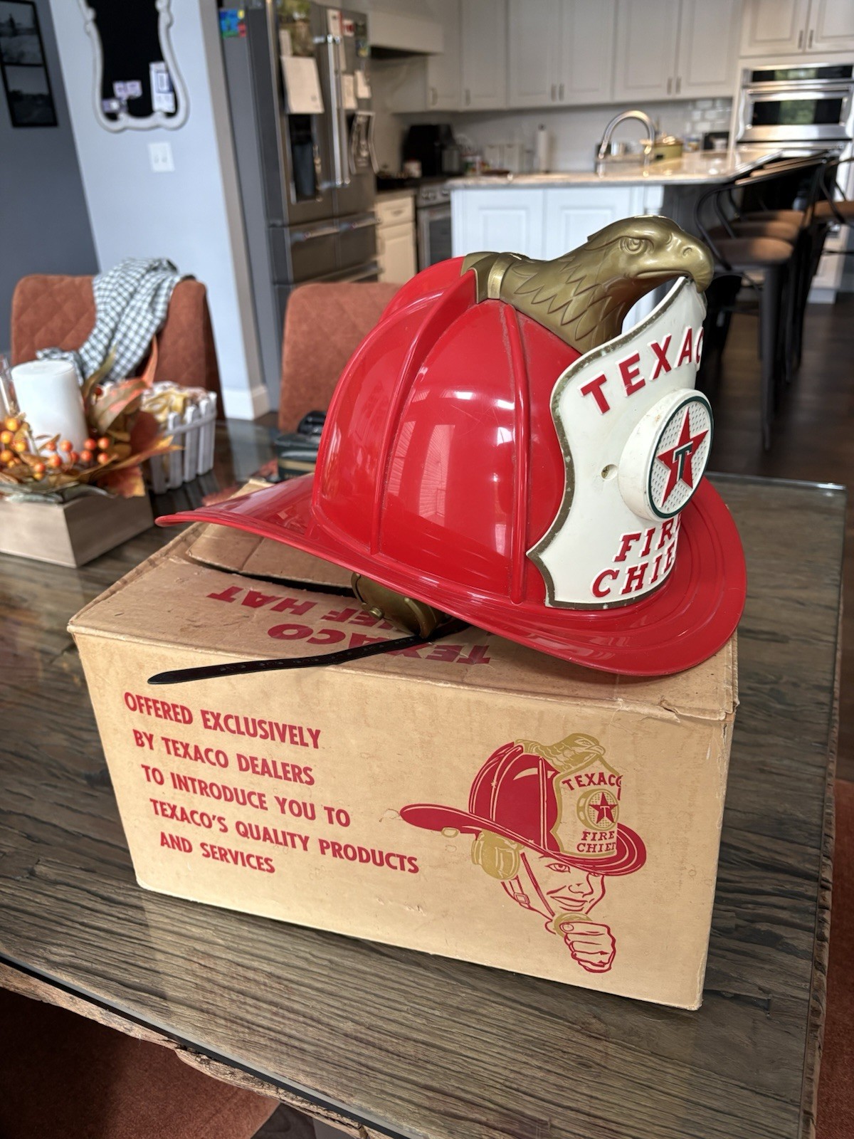 Vintage Texaco Fire Chief Helmet Boxed, 1960