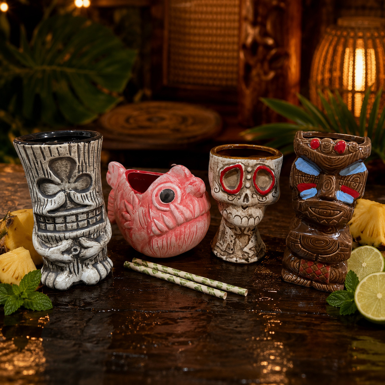 4 Piece Bahamas Tiki Mug set 4 Piece Bahamas Tiki Mug set