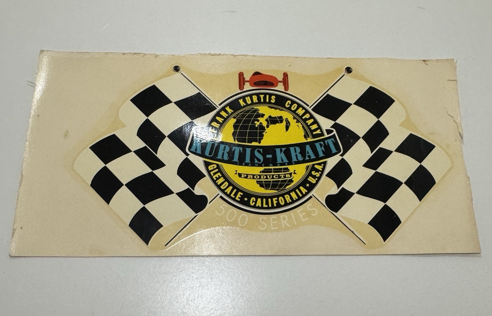 VTG 1950s-60s Kurtis-Kraft "500" Series Frank Kurtis Company Water Slide Decal VTG 1950s-60s Kurtis-Kraft "500" Series Frank Kurtis Company Water Slide Decal