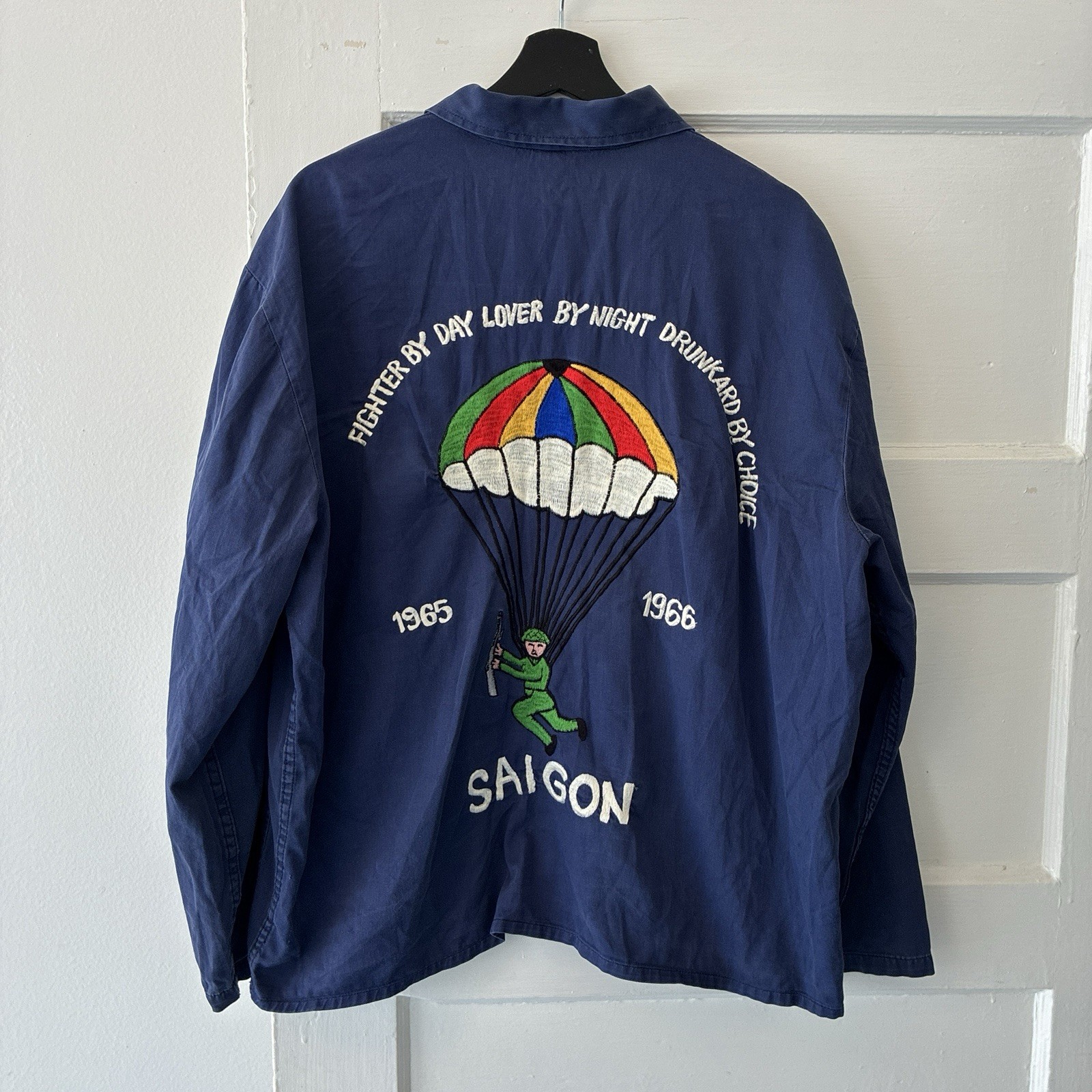 Vintage 1965-66 Vietnam War Saigon Paratrooper Souvenir Chore Jacket Large Xl Vintage 1965-66 Vietnam War Saigon Paratrooper Souvenir Chore Jacket Large Xl